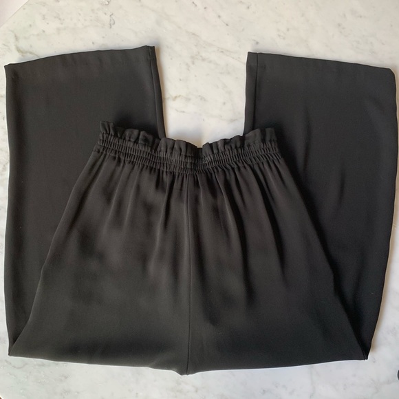 D Zara | Black Wide Leg Pants Tie Waist Belt XS - Picture 4 of 5